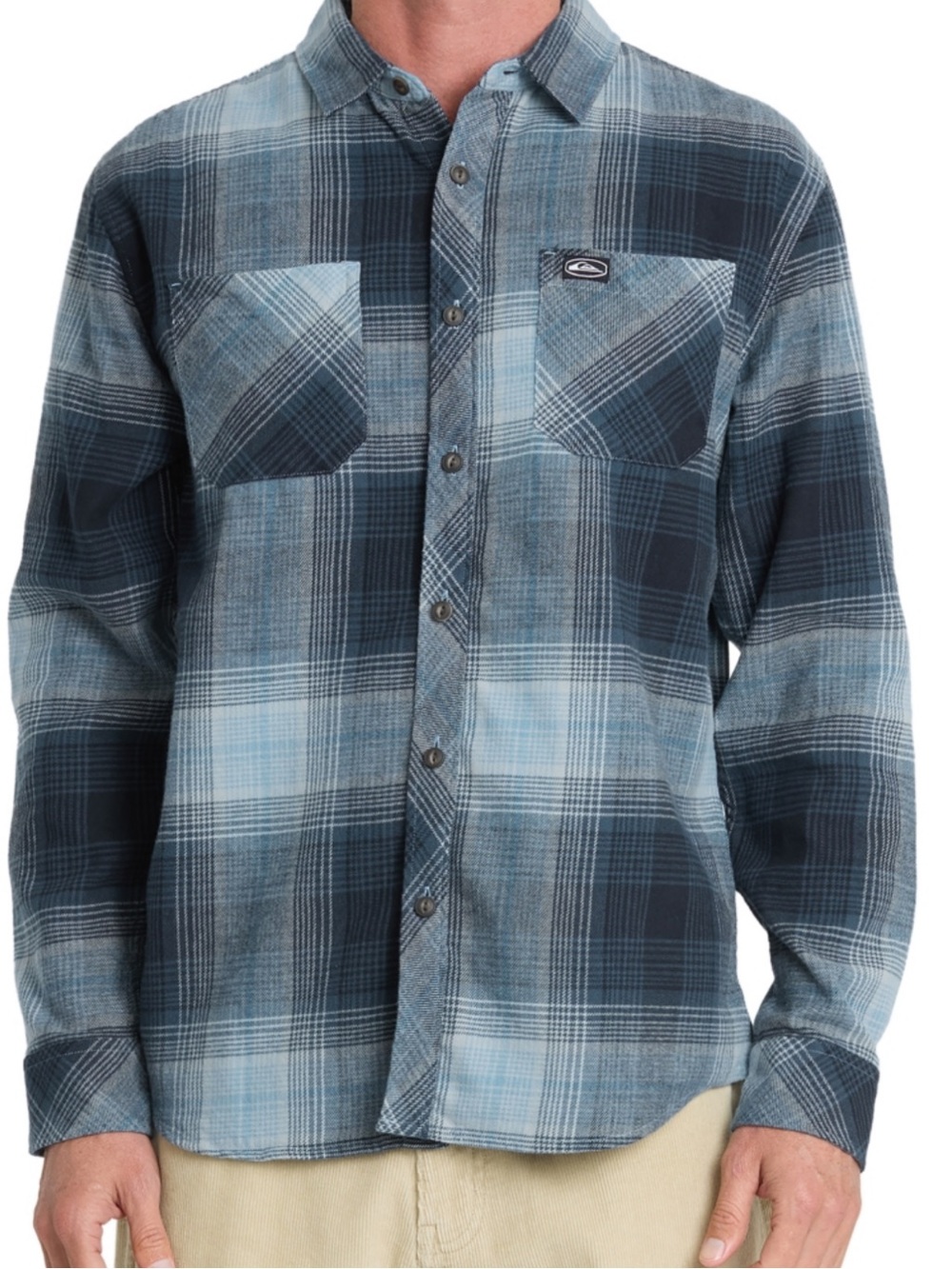 Quiksilver NWT M REGULAR FIT Men's Blue orange Plaid Button-Down Shirt